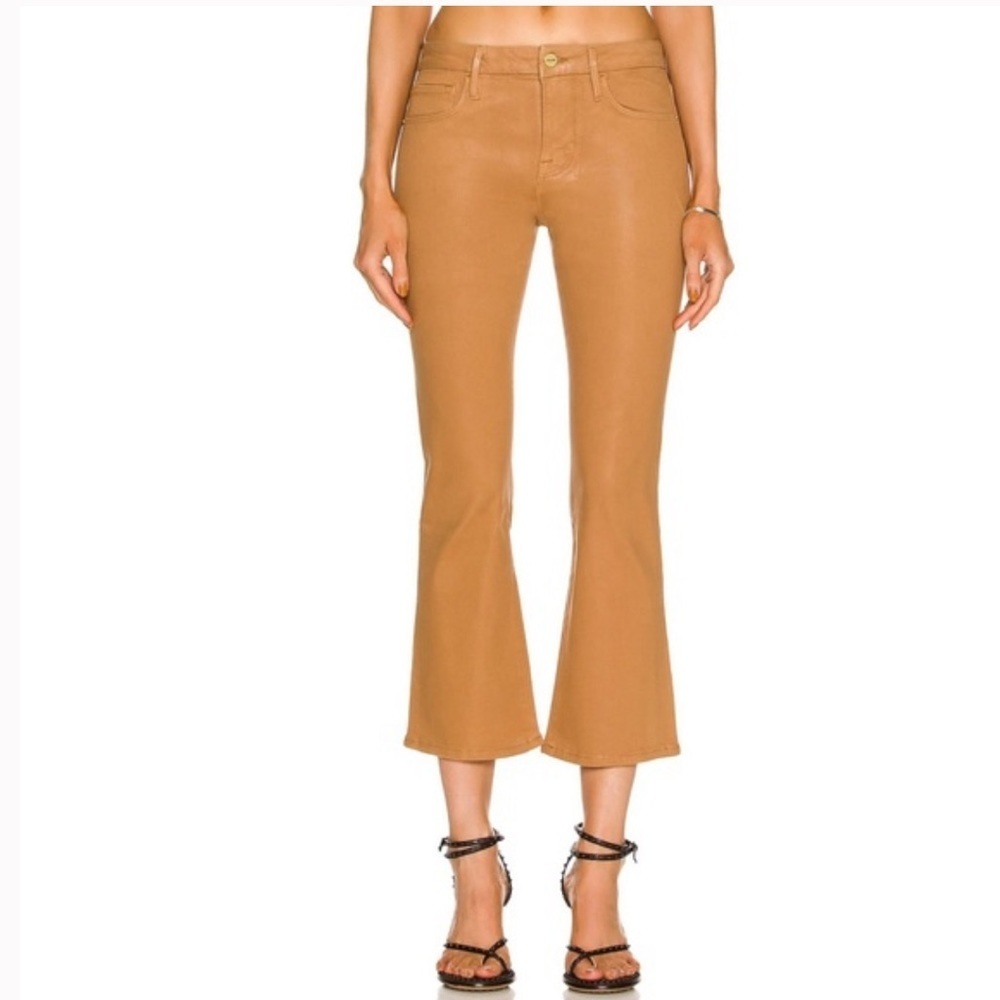 FRAME Le Crop Mini Boot Coated Gold Metallic Jeans Size 24